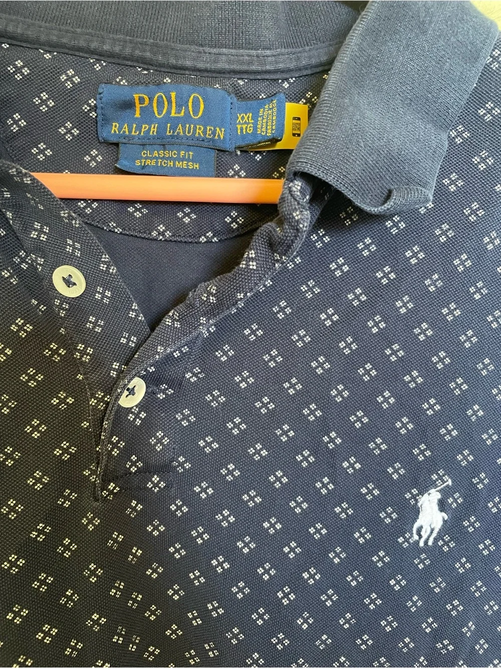 Ralph Lauren Navy Polo with Subtle White Micro-Pattern
